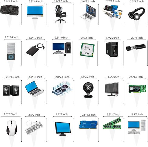 48pcs كمبيوتر موضوع الحزب كب كيك أعلى القبعات الكمبيوتر عيد ميلاد حفلة كعكة الكعك اختيار ديكورات للذكاء موضوع عيد ميلاد حفلة استحمام الطفل in Saudi Arabia