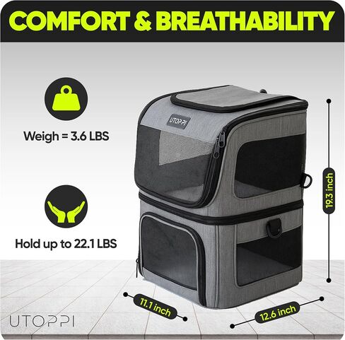 Cat Backpack Carrier for 2 Cats, Kittens or Small Dogs, Foldable & Breathable Pet Travel Bag, Cat Carrier Soft Sided & Lightweight, Holds up to 10kg, Ideal for Hiking, Camping & Picnic in Saudi Arabia