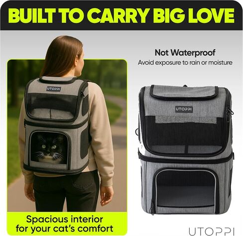 Cat Backpack Carrier for 2 Cats, Kittens or Small Dogs, Foldable & Breathable Pet Travel Bag, Cat Carrier Soft Sided & Lightweight, Holds up to 10kg, Ideal for Hiking, Camping & Picnic in Saudi Arabia