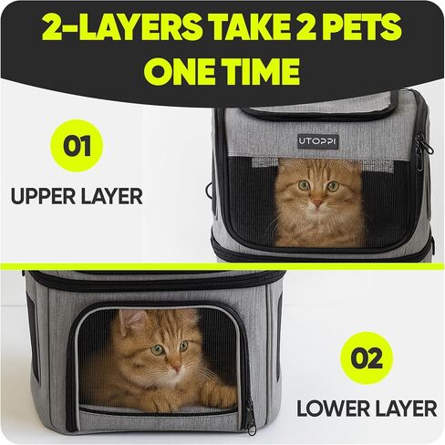 Cat Backpack Carrier for 2 Cats, Kittens or Small Dogs, Foldable & Breathable Pet Travel Bag, Cat Carrier Soft Sided & Lightweight, Holds up to 10kg, Ideal for Hiking, Camping & Picnic in Saudi Arabia