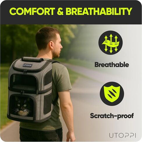 Cat Backpack Carrier for 2 Cats, Kittens or Small Dogs, Foldable & Breathable Pet Travel Bag, Cat Carrier Soft Sided & Lightweight, Holds up to 10kg, Ideal for Hiking, Camping & Picnic in Saudi Arabia