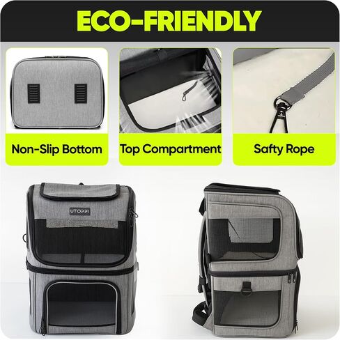Cat Backpack Carrier for 2 Cats, Kittens or Small Dogs, Foldable & Breathable Pet Travel Bag, Cat Carrier Soft Sided & Lightweight, Holds up to 10kg, Ideal for Hiking, Camping & Picnic in Saudi Arabia
