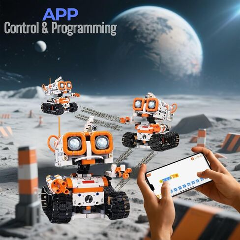 طقم الروبوتات STEM للأطفال الذين تتراوح أعمارهم بين 8-12 من 8-14+، 5 في -1 روبوت الترميز عن بعد/التحكم في التطبيق ، ألعاب بناء الهندسة التعليمية مع البرمجة ، ومشاريع العلوم هدية رائعة للبنين والمراهقين in Saudi Arabia