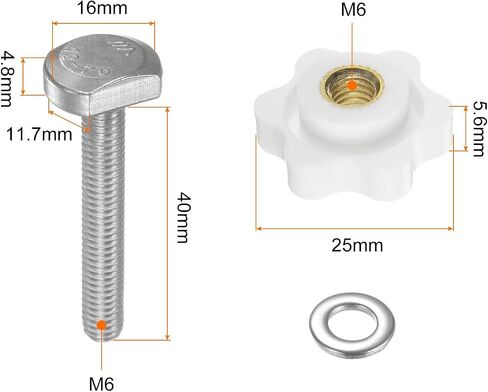 HARFINGTON 5Set T Track Bolts Knob Kit M8 x 100mm Threaded Bolts M8 x 32mm Hex Hand Nut Clamping Knob with Washer for Woodworking Jigs and Fixtures, Black Silver in Saudi Arabia