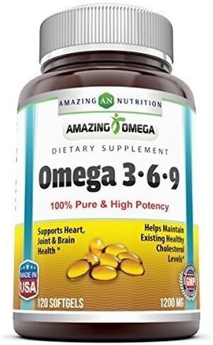 Amazing Omega 3.6.9 Supplement | 1200 Mg Per Serving | 250 Softgels | Unflavored | Non-GMO | Gluten-Free | Made in USA in Saudi Arabia