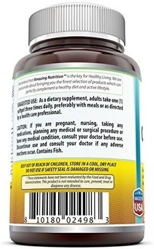 Amazing Omega 3.6.9 Supplement | 1200 Mg Per Serving | 250 Softgels | Unflavored | Non-GMO | Gluten-Free | Made in USA in Saudi Arabia