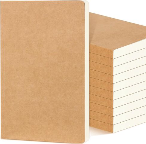Zhanmai 10 Pack A5 Journal Refill 5.5 x 8.2'' Refillable Notebook Inserts A5 Paper Refill Kraft Travelers Journal Notebooks for Office School Writing Supplies, 100 Sheets/200 Pages(Ruled Lined) in Saudi Arabia