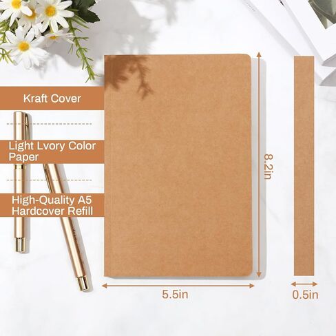 Zhanmai 10 Pack A5 Journal Refill 5.5 x 8.2'' Refillable Notebook Inserts A5 Paper Refill Kraft Travelers Journal Notebooks for Office School Writing Supplies, 100 Sheets/200 Pages(Ruled Lined) in Saudi Arabia