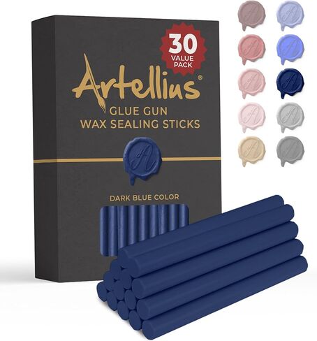 Artellius Sealing Wax Sticks - 30 Pack ، Blue Dark ، 4 in X 0.3 in - Wax Sticks for Letter Sealing and Envelope choilishing with Wax Seal Stamps & Glue Gun in Kuwait