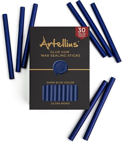 Artellius Sealing Wax Sticks - 30 Pack ، Blue Dark ، 4 in X 0.3 in - Wax Sticks for Letter Sealing and Envelope choilishing with Wax Seal Stamps & Glue Gun in Kuwait