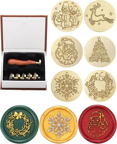 yoption wax seal seal kit kit kit kit kit kit ، 6 its bessing sealing sealing wax stamp heads with 1 wooden hilt set ، wax stamp kit for invice invitation card gift decoration (phrasse series) in Kuwait