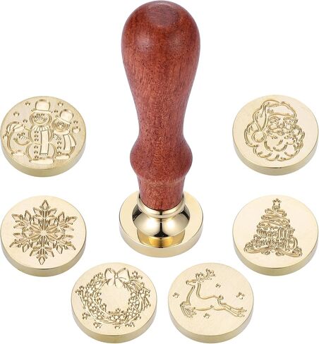 yoption wax seal seal kit kit kit kit kit kit ، 6 its bessing sealing sealing wax stamp heads with 1 wooden hilt set ، wax stamp kit for invice invitation card gift decoration (phrasse series) in Kuwait