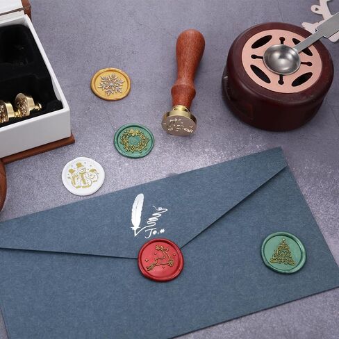yoption wax seal seal kit kit kit kit kit kit ، 6 its bessing sealing sealing wax stamp heads with 1 wooden hilt set ، wax stamp kit for invice invitation card gift decoration (phrasse series) in Kuwait