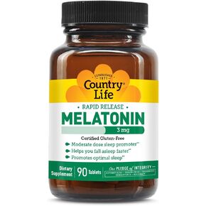 Country Life Melatonin، يعزز النوم الأمثل، 1 مجم، 120 قرصًا، معتمد خالي من الغلوتين، نباتي معتمد، معتمد من أنه لا يحتوي على كائنات معدلة وراثيًا in Kuwait