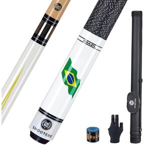 عصا البلياردو لحوض السباحة مكونة من قطعتين مقاس 57 بوصة من خشب القيقب السريع مع العلم الأمريكي وغطاء من النايلون المقلد بوزن 19 أونصة وطرف جلدي 13 مم (19 أونصة، الولايات المتحدة الأمريكية) in Kuwait