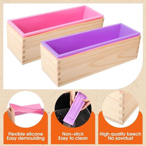 Honeydak 2 Pcs Silicone Soap Molds Making Kit 42 oz Silicone Loaf Soap Mold Set with Stainless Steel Wavy & Straight Slicer 50 Bags 60 Stickers 32. 8 ft Rope for Homemade Craft Making Supplies in Saudi Arabia