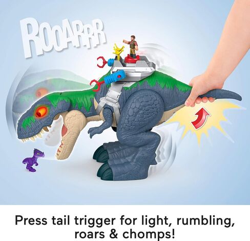 Fisher-Price Imaginext Jurassic World Rebirth Dinosaur playet ، Altimate Action Chomp T. REX 18 بوصة دينو مع الأضواء والأصوات والحركة وشخصيات الحركة 3 بوصة in Saudi Arabia