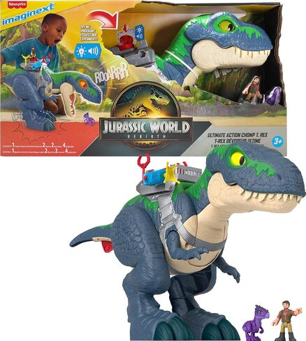 Fisher-Price Imaginext Jurassic World Rebirth Dinosaur playet ، Altimate Action Chomp T. REX 18 بوصة دينو مع الأضواء والأصوات والحركة وشخصيات الحركة 3 بوصة in Saudi Arabia