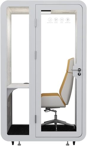 Gearonic Solo Office Sound Sound Bod Pod Privacy و Mobile Roller مع مكتب وضوء LED والمشجعين ومنافذ USB AC (أبيض) in Kuwait