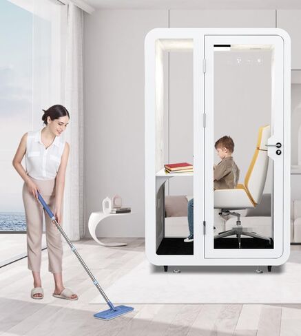 Gearonic Solo Office Sound Sound Bod Pod Privacy و Mobile Roller مع مكتب وضوء LED والمشجعين ومنافذ USB AC (أبيض) in Kuwait