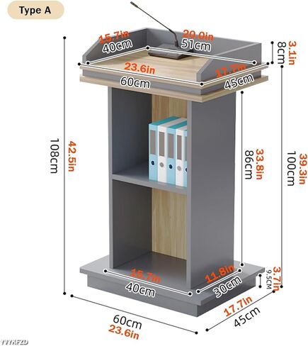 YVYKFZD Wood Lectern Podium Stand, Portable Church Pulpit, Hostess Podium Pulpits with Storage Cabinet and Baffle Plate, Standing Teacher Lectern Desk (Color : A5) in Saudi Arabia