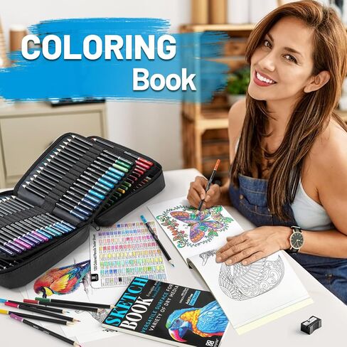 136 PCS Colored Pencils Set for Adult Coloring Books, 120 Colored Pencils with Sketchbook, Coloring Book, Sharpener, Soft Core Oil-Based Coloring Pencils for Artists Drawing Sketching Blending Shading in Kuwait