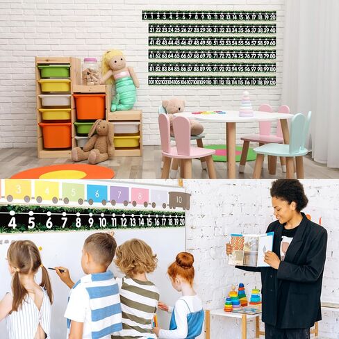 25 Pieces Number Line for Classroom Wall 0-120 Number Line Bulletin Board Border Chalkboard Brights Math Poster Classroom Decorations for Teachers in Saudi Arabia