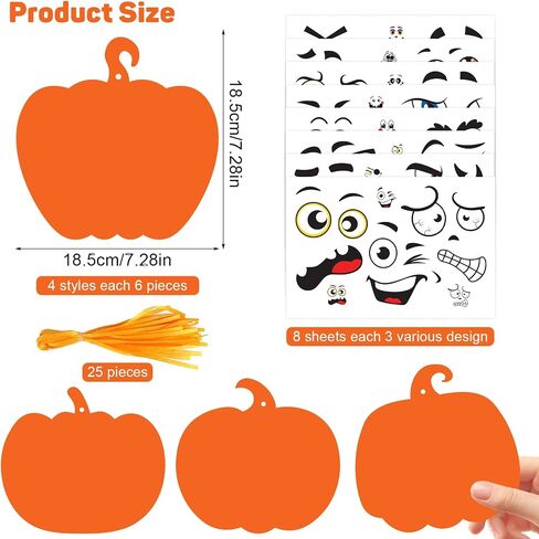 DIYASY 24 Kits Pumpkin Craft Kits with Stickers, Halloween Crafts Kit for Kids Fall DIY Arts Craft Trick or Treat Party Favors Decorations Decorating Kit for Girls Boys Toddlers Ages 3-5 4-8 in Saudi Arabia