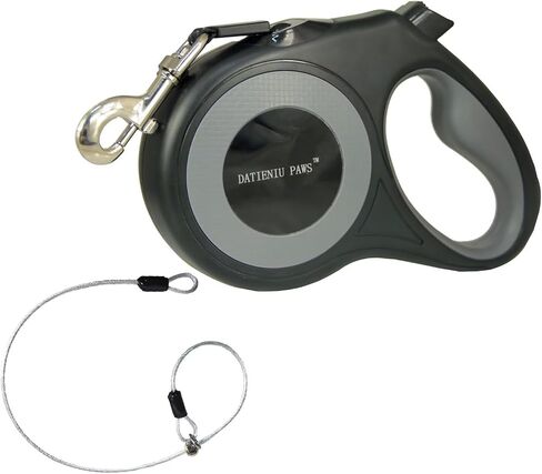16Ft Chew Proof Retractable Dog Leash Anti-Chewing Wire Ropes Nylon Tape Reflective Walking One-Handed Brake CPXL Black in Saudi Arabia