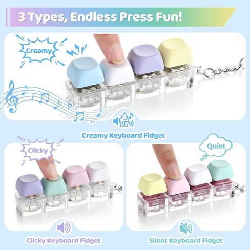 3 Pack Keyboard Fidget Toy – Clicky, Creamy & Silent Stress Relief Fidget Clicker Keychain – Quiet Fidget Toys for Adults, Boost Focus & Calm Anxiety at Work, Travel – Ideal Stress-Relief Gift in Saudi Arabia