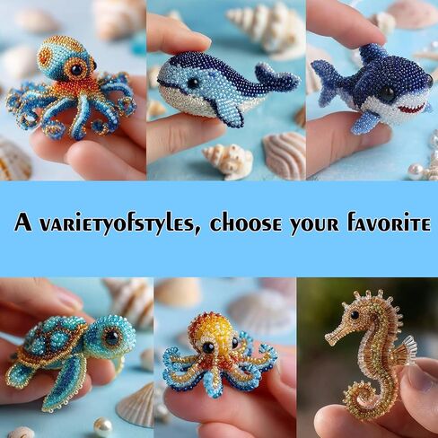 Pebby Sea Turtle Bead Embroidery Kit, Easy DIY Underwater Creature Beaded Craft Set with Step-by-Step Guide, 3D Ocean-Themed Beadwork Kit for Beginners & Craft Enthusiasts (Green Turtle) in Saudi Arabia