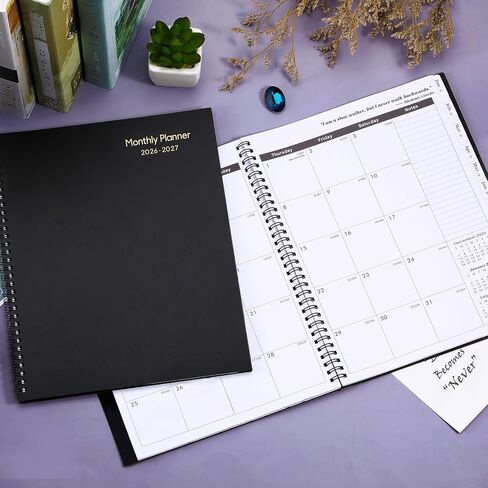 2026-2027 Monthly Planner/Calendar - 2 Year Monthly Planner 2026-2027, Jan.2026 - Dec.2027, 9" x 11", 2 Years Calendar 26-27 with Tabs,+Contacts + Back Pocket + Twin-wire Binding - Black in Saudi Arabia