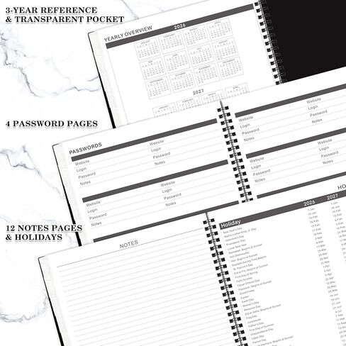 2026-2027 Monthly Planner/Calendar - 2 Year Monthly Planner 2026-2027, Jan.2026 - Dec.2027, 9" x 11", 2 Years Calendar 26-27 with Tabs,+Contacts + Back Pocket + Twin-wire Binding - Black in Saudi Arabia