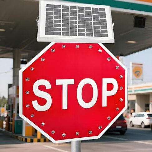 80 سم LED Solar LED علامة توقف - علامة تحذير من المشاة من الألومنيوم الشاقة in Kuwait