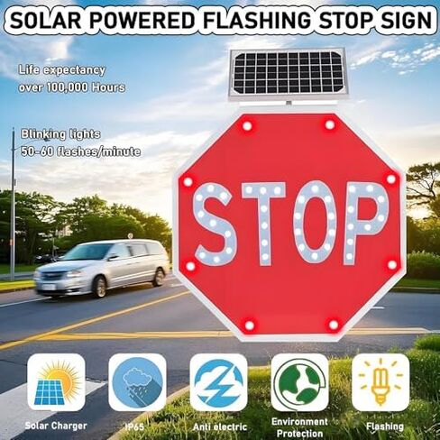 80 سم LED Solar LED علامة توقف - علامة تحذير من المشاة من الألومنيوم الشاقة in Kuwait