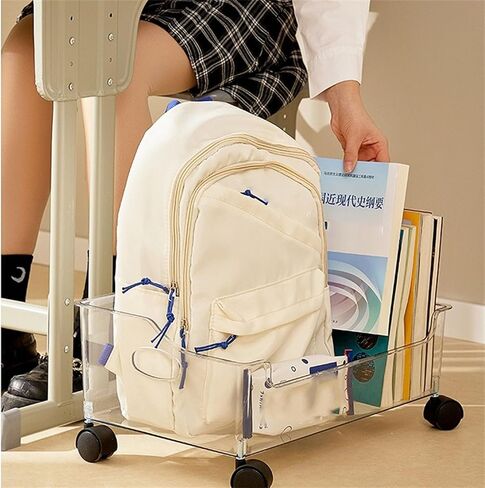 Book Organizer with Wheels Portable Rolling Book Box Standing Magazine Storage Bookcase Wheeled Textbook Arrangement Can for Classroom Library High School Students Durable PET in Saudi Arabia
