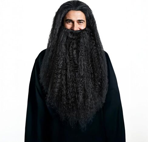 HOMELEX Brown Wizard Beard And Wig - Halloween Funny Father Time Costume Accessory for Adults in Kuwait