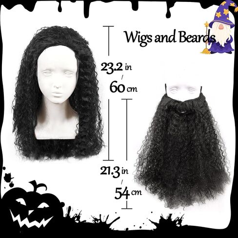 HOMELEX Brown Wizard Beard And Wig - Halloween Funny Father Time Costume Accessory for Adults in Kuwait