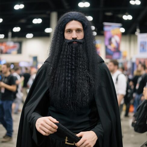 HOMELEX Brown Wizard Beard And Wig - Halloween Funny Father Time Costume Accessory for Adults in Kuwait