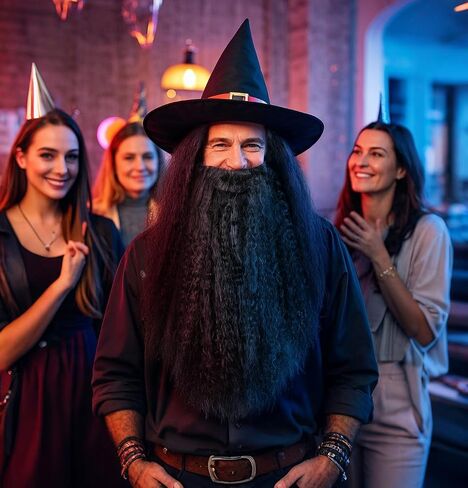 HOMELEX Brown Wizard Beard And Wig - Halloween Funny Father Time Costume Accessory for Adults in Kuwait