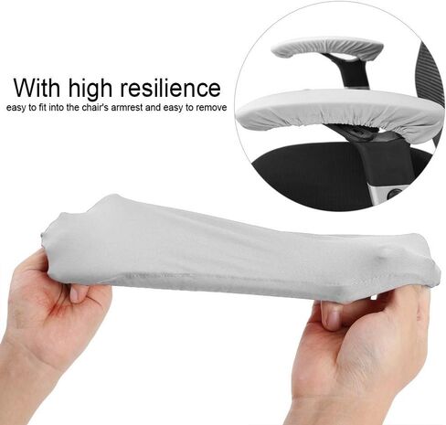 1 Pair Knitted Elastic Fabric Chair Armrest Covers Office Wheelchair Arm Rest Pad Elbows Forearms Pressure Relief slipcover (Gray) in Saudi Arabia