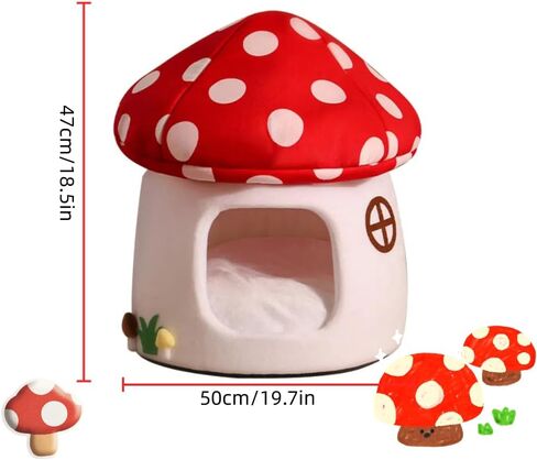 Mushroom Shape Cat House Cow Shape Cats Cave Bed Semi-Enclosed Cave-Style Warm Cat House Pet Nest for Cats Small Dogs in Saudi Arabia