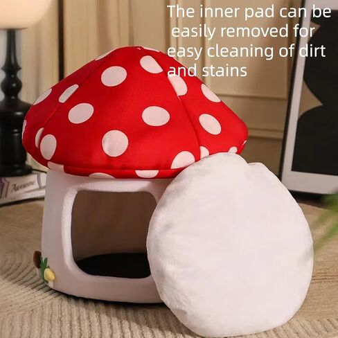 Mushroom Shape Cat House Cow Shape Cats Cave Bed Semi-Enclosed Cave-Style Warm Cat House Pet Nest for Cats Small Dogs in Saudi Arabia