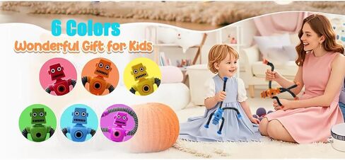 6PCS Suction Cup Robot Toy,Toys for Kids with Autism,Autism Sensory Products,Suction Cup Toy,pop Tubes Robots Stress and Anxiety Relief for Kids 3 4 5 6 7,Christmas Easter Gifts for Girls and Boys in Saudi Arabia