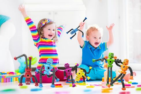 6PCS Suction Cup Robot Toy,Toys for Kids with Autism,Autism Sensory Products,Suction Cup Toy,pop Tubes Robots Stress and Anxiety Relief for Kids 3 4 5 6 7,Christmas Easter Gifts for Girls and Boys in Saudi Arabia
