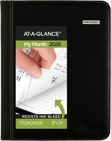 AT-A-Glance Executive® 2026 Padfolio الشهرية ، الأسود ، كبير ، 9 "× 11" in Kuwait