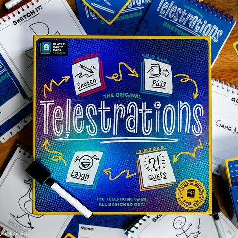 USAOLY TELESTRATIONS 8 Player Player 2nd Sedition Game ، يجب أن يكون لدى الحائز على جوائز فرحان ولا يمكن التنبؤ به لعبة الحفلات مع مظهر جديد ، ارسم ما تقرأه ثم تخمين ما رأيته ، 4-8 لاعبين in Saudi Arabia