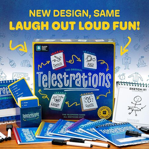 USAOLY TELESTRATIONS 8 Player Player 2nd Sedition Game ، يجب أن يكون لدى الحائز على جوائز فرحان ولا يمكن التنبؤ به لعبة الحفلات مع مظهر جديد ، ارسم ما تقرأه ثم تخمين ما رأيته ، 4-8 لاعبين in Saudi Arabia