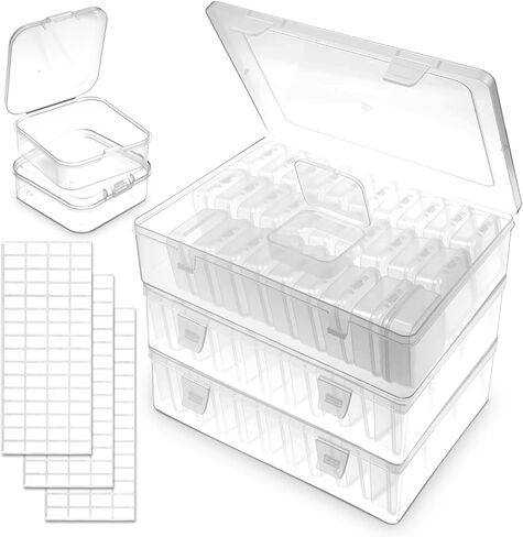 90pcs مربع منظم حبة مع غطاء مفصلي صغير متوسط ​​صناديق التخزين البلاستيكية الصافية واضحة حاويات حاويات الخرز المصغرة مربع البلاستيك لصنع المجوهرات in Kuwait