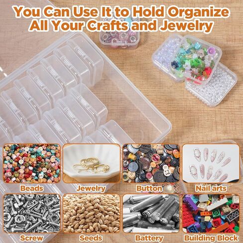 90pcs مربع منظم حبة مع غطاء مفصلي صغير متوسط ​​صناديق التخزين البلاستيكية الصافية واضحة حاويات حاويات الخرز المصغرة مربع البلاستيك لصنع المجوهرات in Kuwait